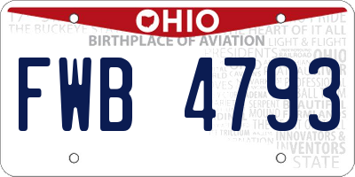 OH license plate FWB4793