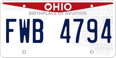 OH license plate FWB4794