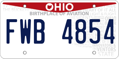 OH license plate FWB4854