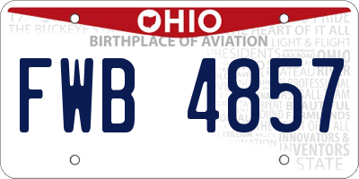 OH license plate FWB4857