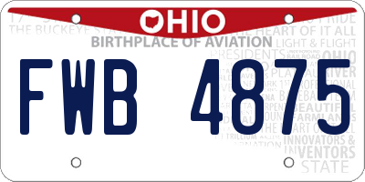 OH license plate FWB4875