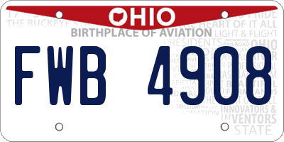 OH license plate FWB4908