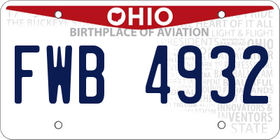 OH license plate FWB4932