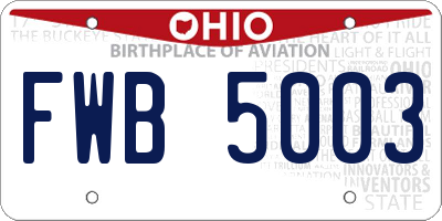 OH license plate FWB5003