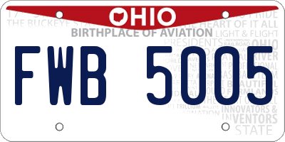 OH license plate FWB5005