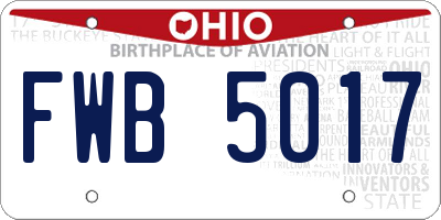 OH license plate FWB5017