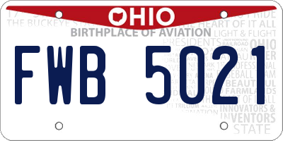 OH license plate FWB5021
