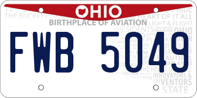OH license plate FWB5049