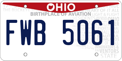 OH license plate FWB5061