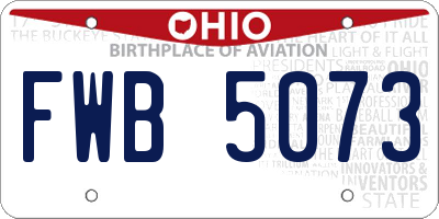 OH license plate FWB5073