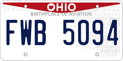 OH license plate FWB5094