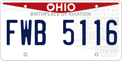 OH license plate FWB5116