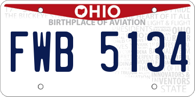 OH license plate FWB5134