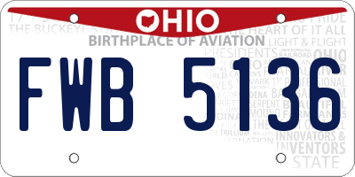OH license plate FWB5136