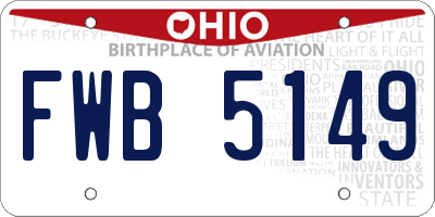 OH license plate FWB5149