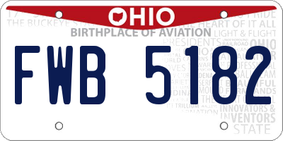 OH license plate FWB5182