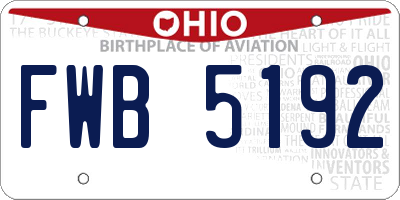 OH license plate FWB5192