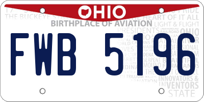OH license plate FWB5196