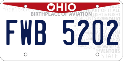 OH license plate FWB5202
