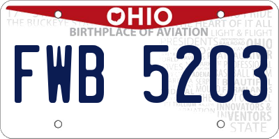 OH license plate FWB5203