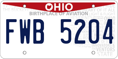 OH license plate FWB5204