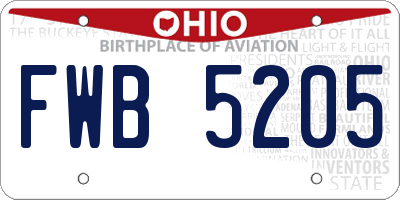 OH license plate FWB5205