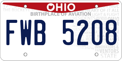 OH license plate FWB5208