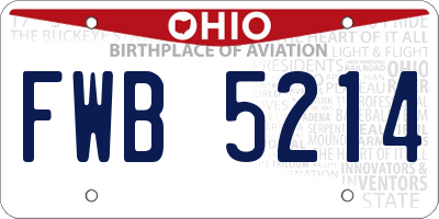 OH license plate FWB5214