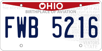 OH license plate FWB5216