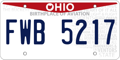 OH license plate FWB5217
