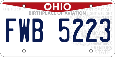 OH license plate FWB5223