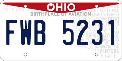 OH license plate FWB5231
