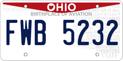 OH license plate FWB5232