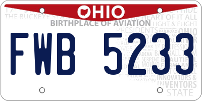 OH license plate FWB5233