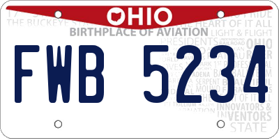OH license plate FWB5234