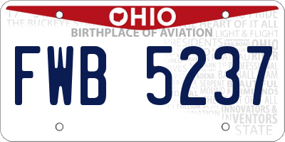 OH license plate FWB5237