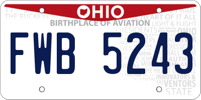 OH license plate FWB5243