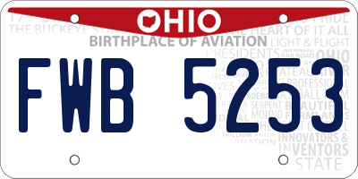 OH license plate FWB5253