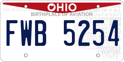 OH license plate FWB5254