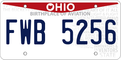 OH license plate FWB5256
