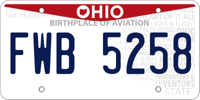 OH license plate FWB5258