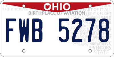 OH license plate FWB5278