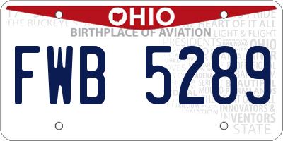 OH license plate FWB5289
