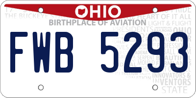 OH license plate FWB5293