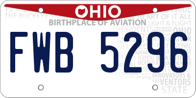 OH license plate FWB5296