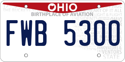 OH license plate FWB5300