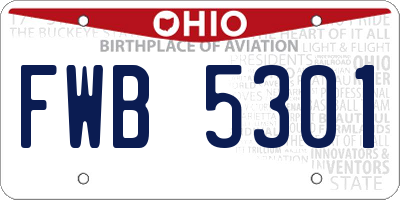 OH license plate FWB5301