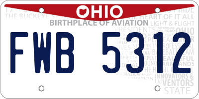 OH license plate FWB5312