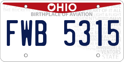 OH license plate FWB5315