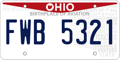 OH license plate FWB5321
